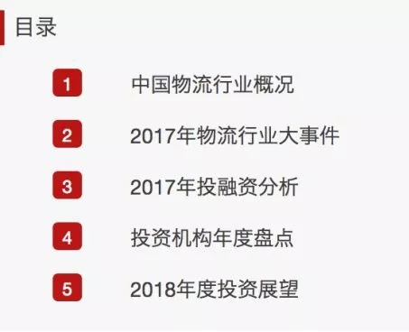 2017年物流業投融資分析與2018年展望